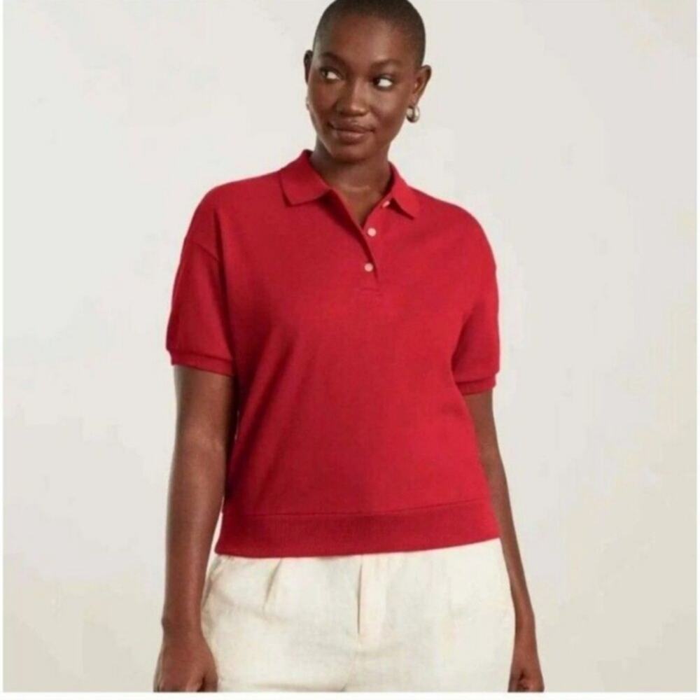 NWT Everlane The Oversized Polo Shirt in Goji Berry Red Size S